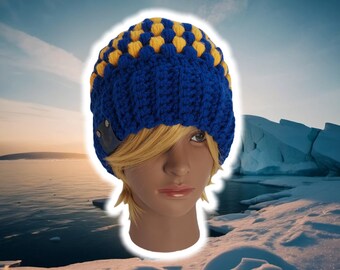 Slouchy Puff Stitch Beanie, Custom Made Handmade Crochet, BOHO Hippy Unisex Beanie, Knit Crochet Tam, Free Customizations, GOLDEN STATE Cap