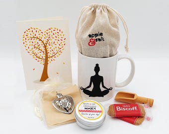 Yoga Meditation Wellness Tea Gift Set, Thinking of You Tea and Mug Gift Set, Herbal Tea Gift Set, Zen Gifts for Friends, Yoga Lover Spa Gift