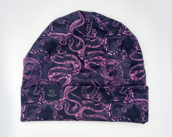 Purple Snakes Slouch Beanie, Relaxed Slouchy Hat, Foldable Brim, Light Bandana Beanie, Unisex Toque KnitCap, Rocker Beanie, Fisherman's Cap