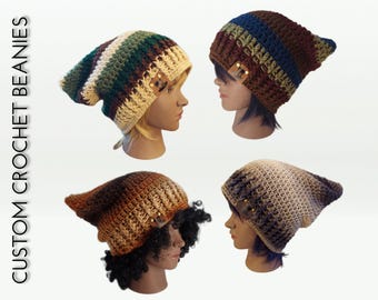 Slouchy Cat Hat - Make Your Own Beanie - Handmade Custom Crochet Cat Eared Beanie - Acrylic Wool Hemp and Cotton Yarn Options, UNISEX