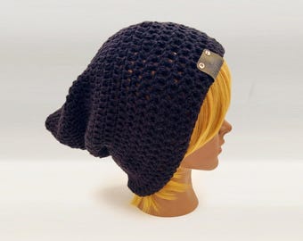 Black Pointed Slouch Tam - UNISEX Pointed Pixie Beanie with Baggy Relaxed Look, Choose Your Color, Slouch Length, Ribbed or Foldable Brim