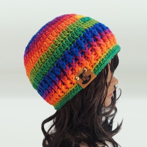 Rainbow Patch Hippie Beanie, Happy Face-dekal, Fisherman-mössa, Dockerhatt, Handvirkad mössa, XXXL-storlek tillgänglig, Stoner Pot Leaf