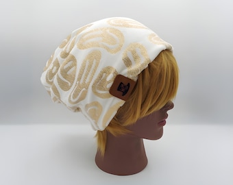 Happy Face Slouch Beanie, Relaxed Slouchy Hat, Foldable Brim Plush Fleece Beanie, Unisex Toque KnitCap, Urban-Casual Thick Slouch Beanie Hat