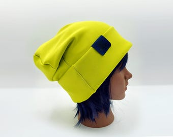 Athletic Thin Summer Slouch Beanie, Light Breezy Hat, Adjustable Foldable Brim, Lightweight Beanie, Unisex Jersey KnitCap, Slouchy Silky Tam