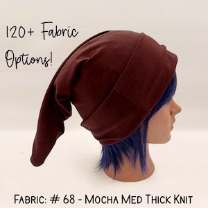 REN FAIRE WIZARD Fabric Beanie - Thin Stretchy Pointed Slouch Beanie, Handmade Medieval Hat with Foldable Brim, Gnome Summer Hat, Pixie Cap
