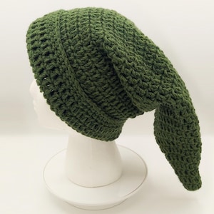 Elf Beanie, Pointed Wizard Beanie, Gandolf Beanie, Slouchy Ren Faire Hat, Long Stocking Cap, Hand Crochet, Cosplay Pixie Fairy Mage Link Hat