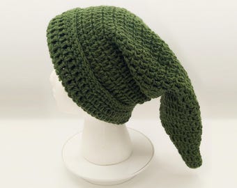 Elf Beanie, Pointed Wizard Beanie, Gandolf Beanie, Slouchy Ren Faire Hat, Long Stocking Cap, Hand Crochet, Cosplay Pixie Fairy Mage Link Hat