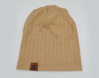 Thin Summer Slouch Beanie, Light Breezy Slouchy Hat, Adjustable Foldable Brim, Lightweight Beanie, Unisex Jersey Knit Cap, Slouchy Beige Tam