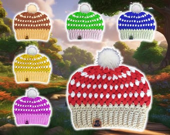 Slouchy Puff Stitch Beanie, Custom Made Handmade Crochet, BOHO Hippy Unisex Beanie, Knit Crochet Tam, Free Customizations, MUSHROOM BEANIE