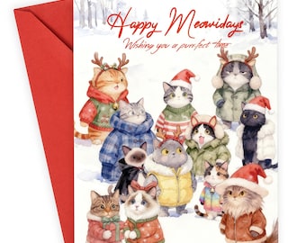 Tarjeta de felicitación navideña, Tarjeta de felicitación de Navidad, Tarjeta de notas, Tarjeta de felicitación para amantes de los perros