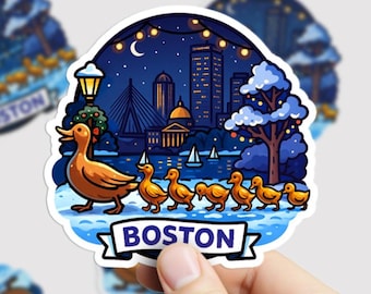 Pegatina de Boston, horizonte de Boston, pegatina de los patitos de Boston, regalo de Boston