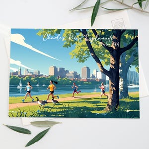 Charles River / Boston Postkarte / Boston Geschenke Andenken / Boston Gruß / Boston Kunstdruck / Massachusetts Postkarte 