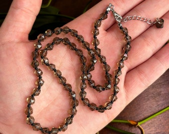 Smoky Quartz hand knotted necklace, gemstone knotted necklace, Mother's Day gift