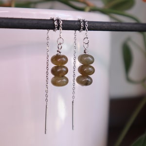 Labradorite threader earrings, gemstone threader earrings, dangle earrings, birthday gift