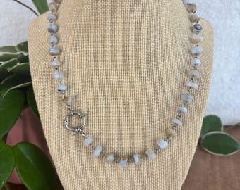 Blue Lace Agate beaded necklace, gemstone beaded necklace, birthday gift