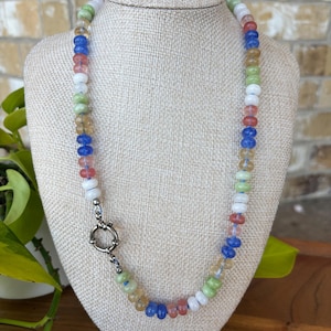 Spring Flowers - Mixed Gemstone Candy Necklace, knotted gemstone necklace, birthday gift