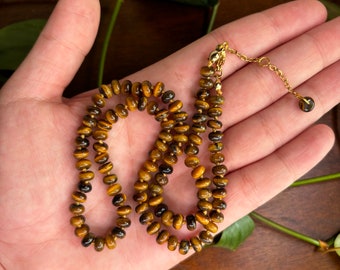 Tiger's Eye hand knotted necklace, gemstone knotted necklace, Mother's Day gift