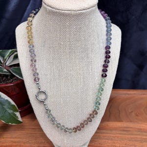 Fluorite hand knotted necklace, gemstone knotted necklace, gemstone candy necklace, birthday gift