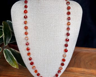 Red Agate beaded necklace and bracelet, gemstone beaded necklace and bracelet, birthday gift