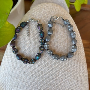 Hematite Skull bracelet, gemstone bracelet, birthday gift