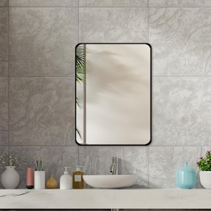 Specchio rettangolare con angoli arrotondati, specchio rettangolare, specchio decorativo da parete, specchio per camera da letto, accessorio da parete, regalo di inaugurazione della casa, regalo di nozze