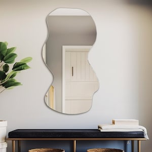 Espelho assimétrico, espelho de corpo inteiro, espelho decorativo para casa, espelho para quarto, acessório para casa, presente de boas-vindas, presente para amiga, presente para ela