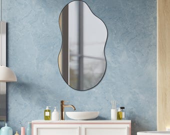 Irregular Wavy Mirror, Asymmetrical Wall Mirror, Aesthetic Mirror, Bathroom Mirror, Mirror Wall Decor, Housewarming Gift, Gift for Friend