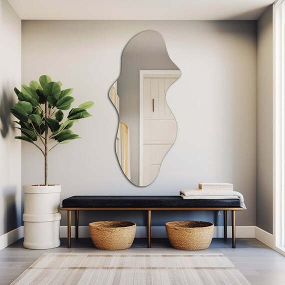 Wavy Asymmetric Mirror, Bathroom Mirror, Irregular Mirror, Wall Mirror, Home Decor, Housewarming Gift, Gift for Her, Aesthetic Home Gift