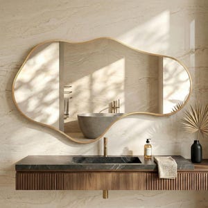 Modern Irregular Wavy Mirror, Wavy Cloud Mirror, Asymmetrical Mirror, Aesthetic Bathroom Mirror, Home Decoration, Gift for Weeding