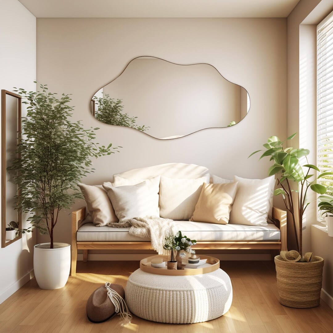 Irregular Wavy Mirror, Wavy Wall Mirror, Asymmetrical Mirror, Modern ...
