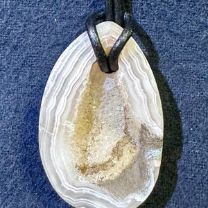 Calcedony Geode Necklace with 22in Leather Cord