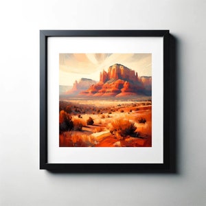 Sedona Arizona Digital Wall Art, Southwest Desert Downloadable Print, Rustic Western Landscape Home Decor