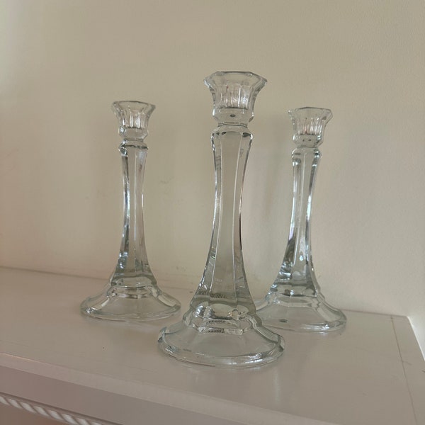 Indiana Glass Candlesticks - Set of 3