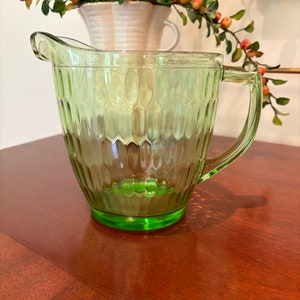 Green Depression Glass Honeycomb Pitcher