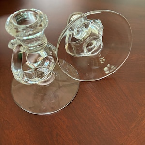 Fostoria Clear Glass Candle Holders
