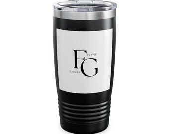 May include: Black stainless steel tumbler with a white logo that says "FG FLAVIE GARDEN"