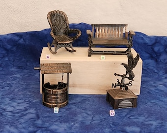 Durham Industries Miniature Die Cast Rocking Chair Bench Well or Eagle Weather Vine Miniature Home Décor, Gift for Children, Birthday Gift