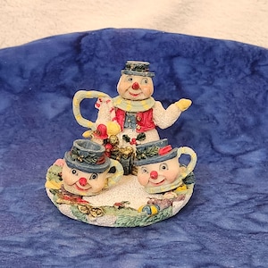 Miniature Christmas Snowman Tea Set with Snowman Tea Pot and  Mugs Home Décor, Gift for Miniature Lovers, Gift for Dollhouse Christmas Décor