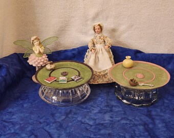 Unique Tables Dollhouse or Fairy or Diorama Green with Grapes or Rose Table Dollhouse or Indoor Fairy Garden By Penelope Percival