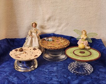 Unique Tables Dollhouse or Fairy or Diorama Green and Red or Cherry or Nest Table Dollhouse or Indoor Fairy Garden By Penelope Percival