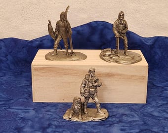Pewter Historical Explorers Royal Geographical Society Figurines Robert Scott Lord Hunt or Richard E Byrd, History Lover Pewter Gifts