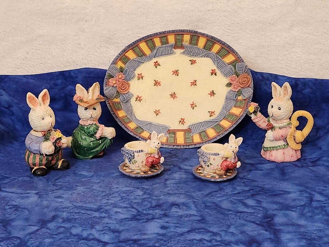 Rabbit Miniature Tea Set Plate Home Décor, Just Because Gift, Garden ...