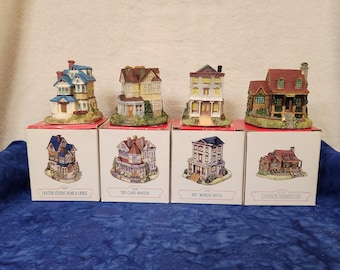 Liberty Falls Miniature Houses Doctor Stevens Home Office Rev Watkins House Clark Mansion and Johnson Farmhouse Miniature Village Décor