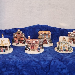 Mini Christmas Village Holiday Village House Inn School Candy Shop Wrinkler Mill about 3 inches Christmas Holiday Home Décor, Christmas Gift