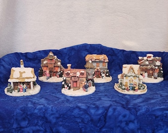 Mini Christmas Village Holiday Village House Inn School Candy Shop Wrinkler Mill about 3 inches Christmas Holiday Home Décor, Christmas Gift