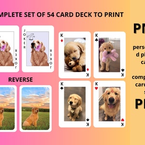 Juego completo de naipes imprimibles de 54 cartas personalizadas, diseño original baraja completa, Baraja completa de juego personalizado