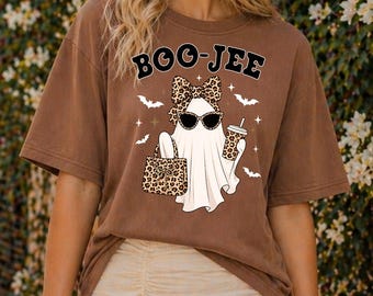 Comfort Colors® Boo-Jee Ghost Shirt, Leopard Ghost Sweatshirt, Halloween Gift Coffee Tshirt