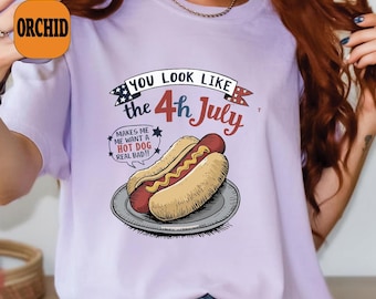 Comfort Colors 4th of July T-Shirt: Funny Hot Dog Tees