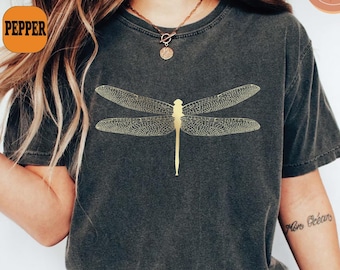 Golden Dragonfly Comfort Colors T-Shirt: Boho Nature Shirt
