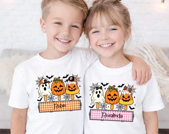 Halloween Shirt,Girls Halloween Outfit,Personalized With Name,Custom Ghost Halloween T-Shirt Gift